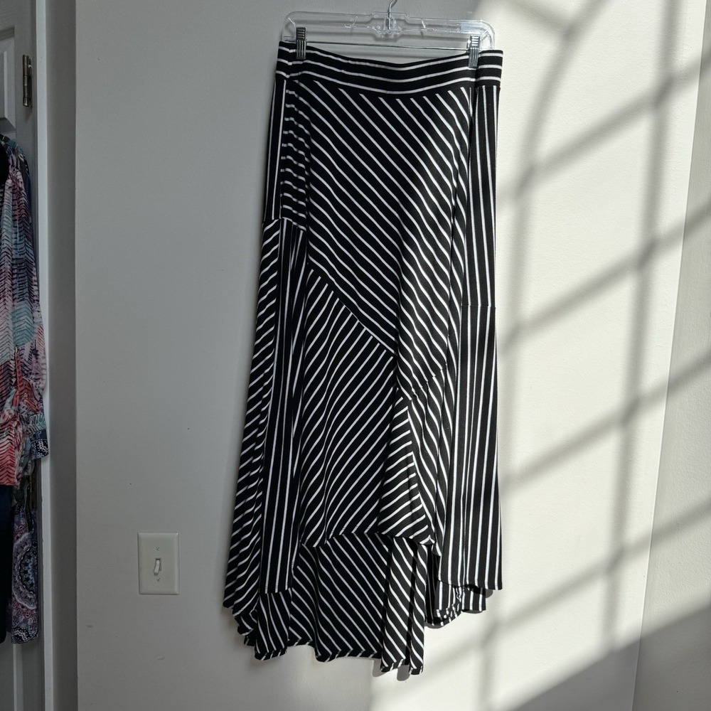 Torrid Hi-Low Maxi Skirt Sz 1 = 14 16 Black White Stripes Nautical Yacht Coastal - Picture 11 of 16